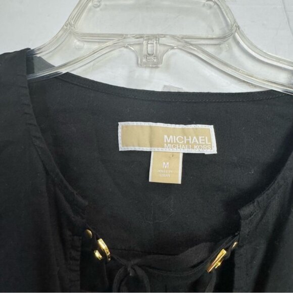 Michael Kors Cotton Neck Lace Tunic Roll Up Sleeves Pockets Top Lightweight M - Picture 8 of 16